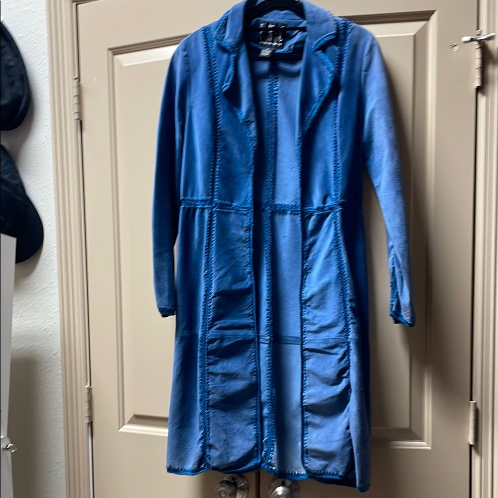 INC International Concepts Blue Suede Trench Coat